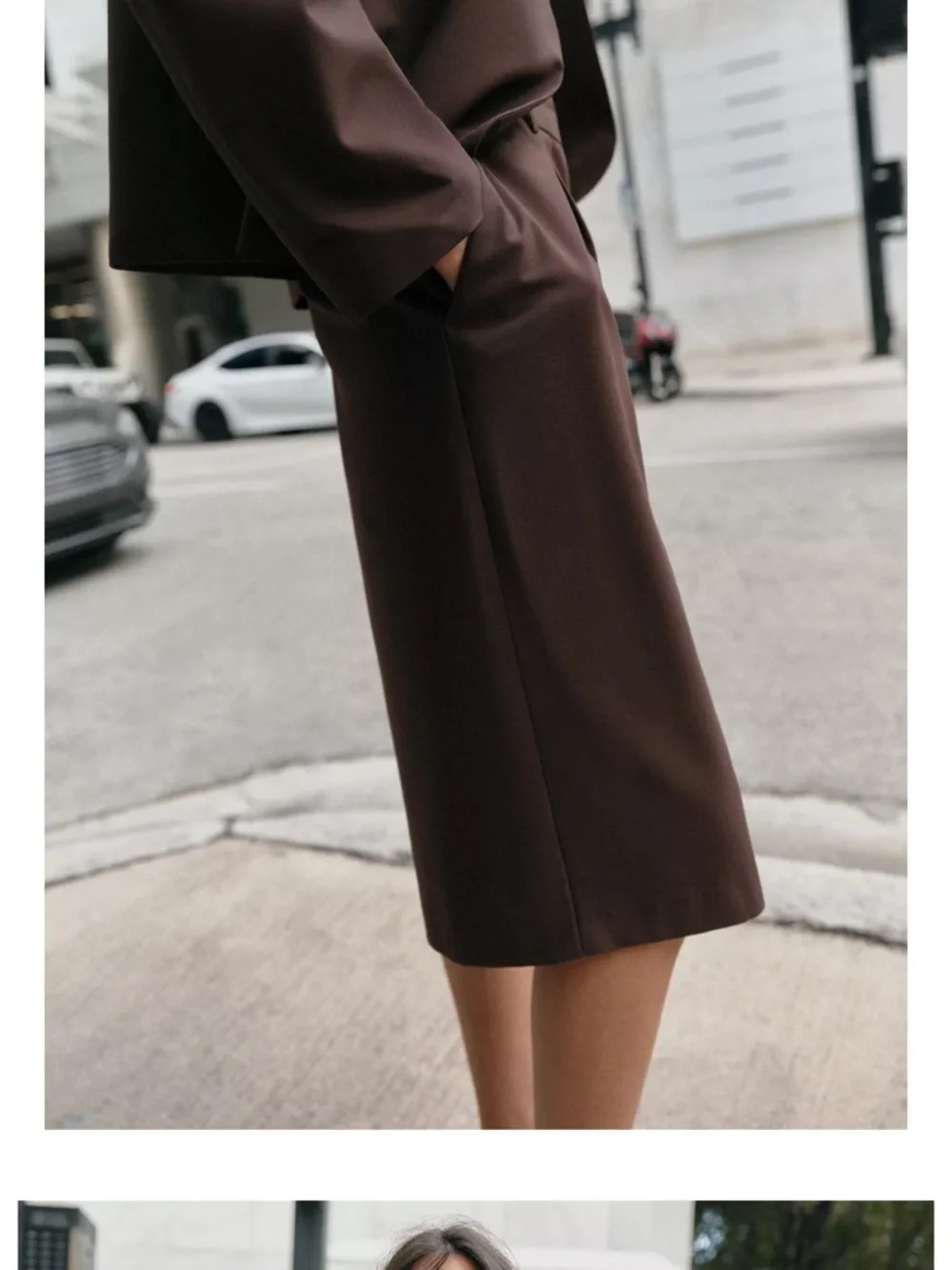 Tailored Knee-Length Shorts in Dark Brown - Picture 4 of 8